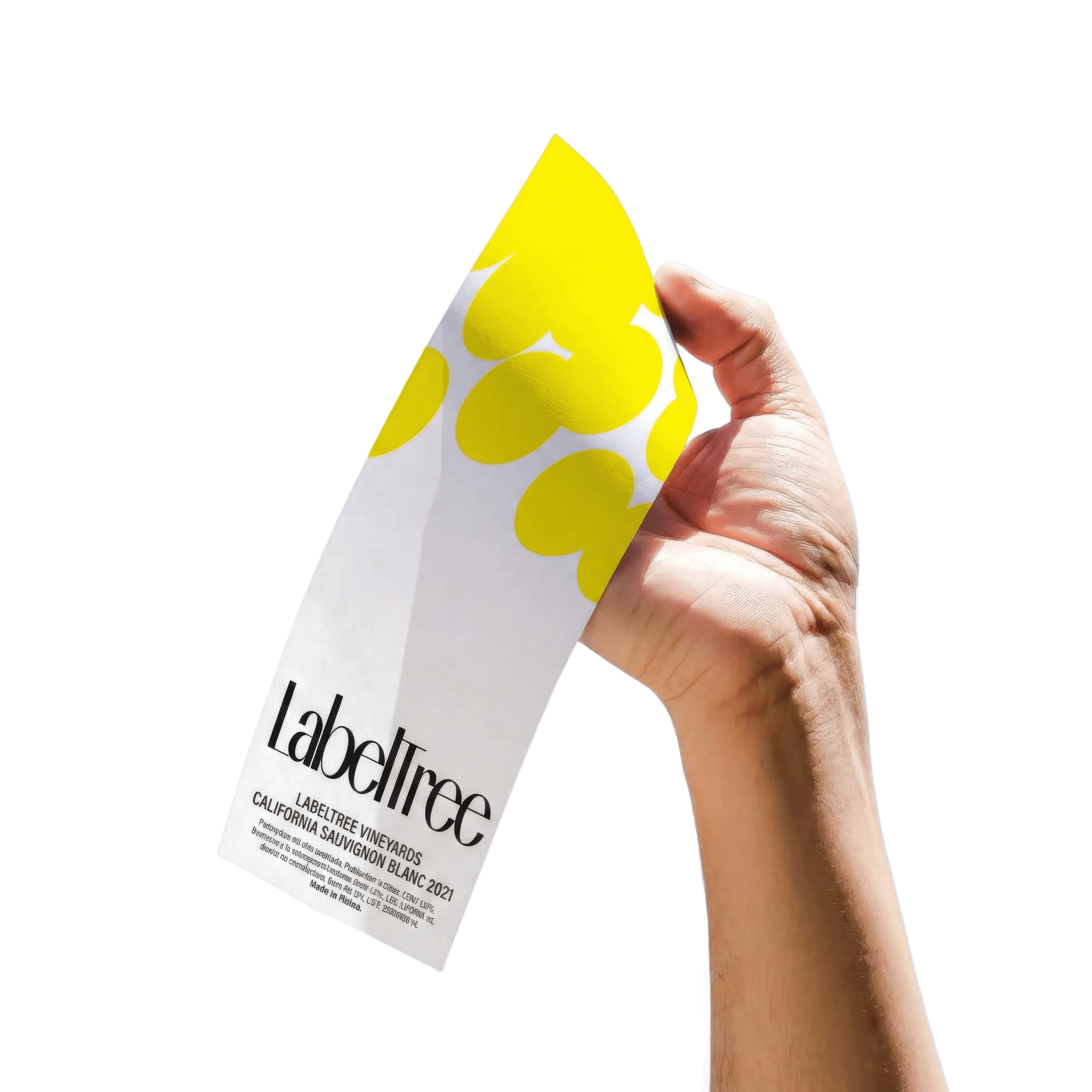 라벨트리 라벨을 들고 있는 손